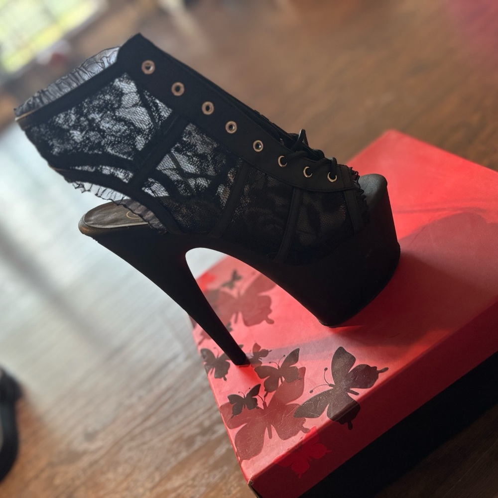 Elegant Black Lace Stiletto Heels